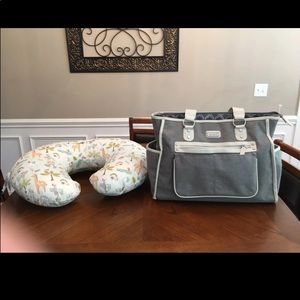 Diaper bag and boppy pillow